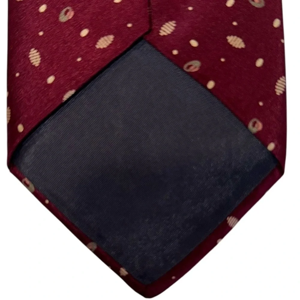 Gianni Versace Mens Tie Silk Handmade Burgundy Geometric 3.25x57” Italy - Picture 4 of 4